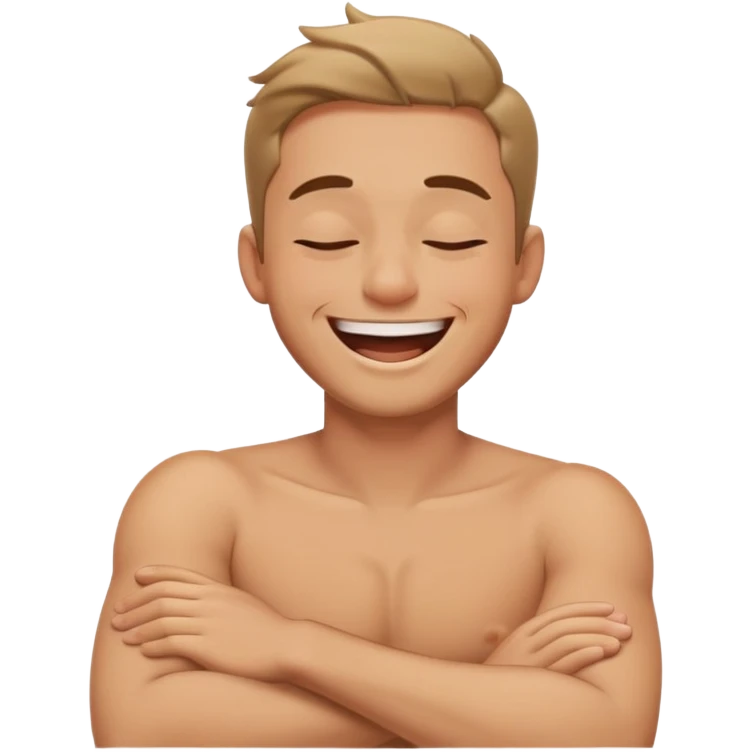 guy arms crossed around neck laughing eyes closed emoji