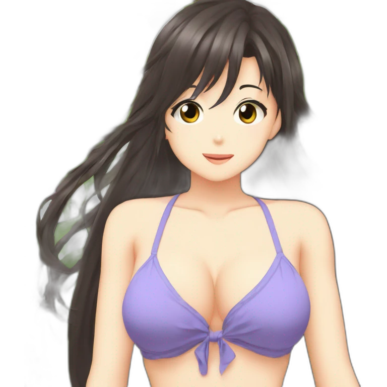 misato katsuragi nue, full-body, long-hair, teen, enfant, bikini emoji