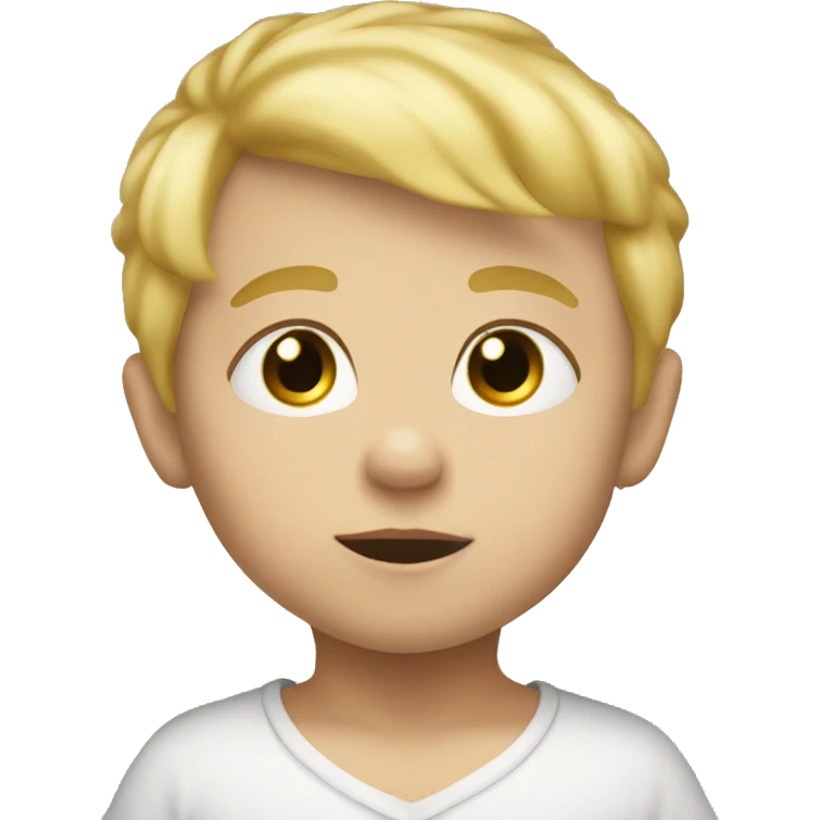 Blonde baby boy looking at viewer emoji