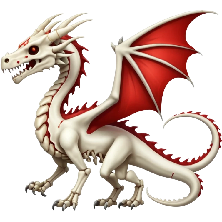  White skeletal skeleton bone dragon with blood markings emoji