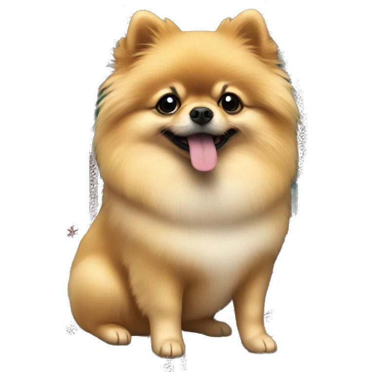 Pomeranian wearing christmas sweater emoji