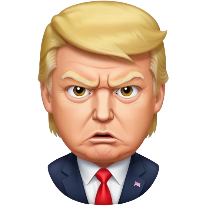 Donald Trump with an angry facial expression emoji
