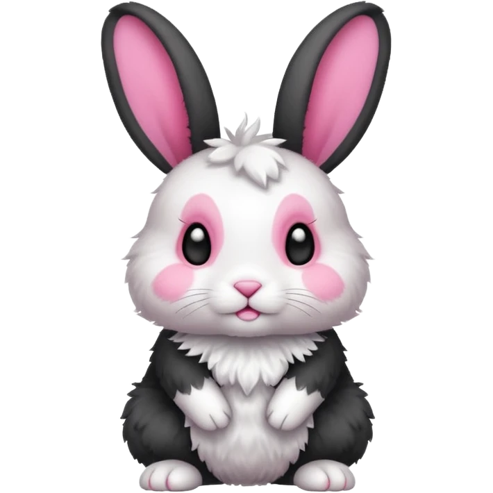 a white and black baby rabbit staying on its four legs emoji