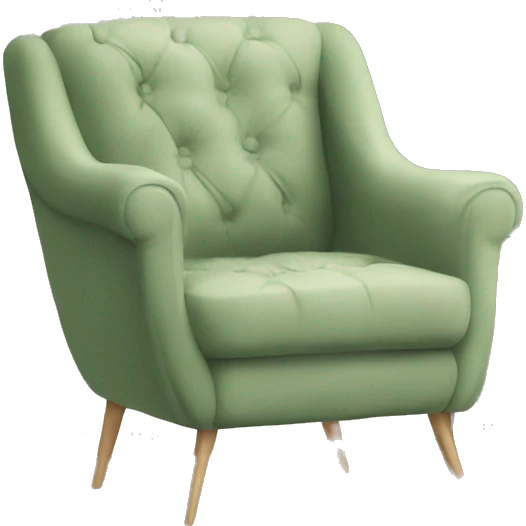 Beige colored Armchair - Sage green blanket - book emoji