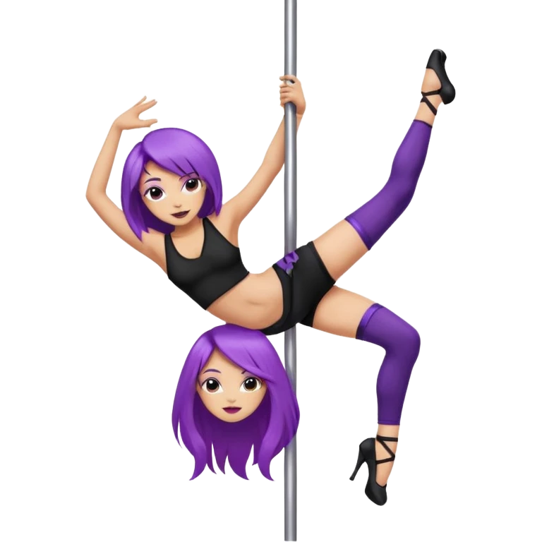purple haired light skinned woman pole dancing emoji