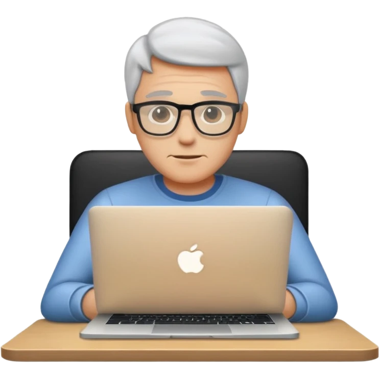 man using macbook wearing glass emoji