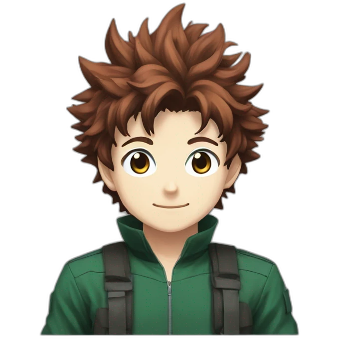 izuku midoriya with Brown haire and Brown eye emoji