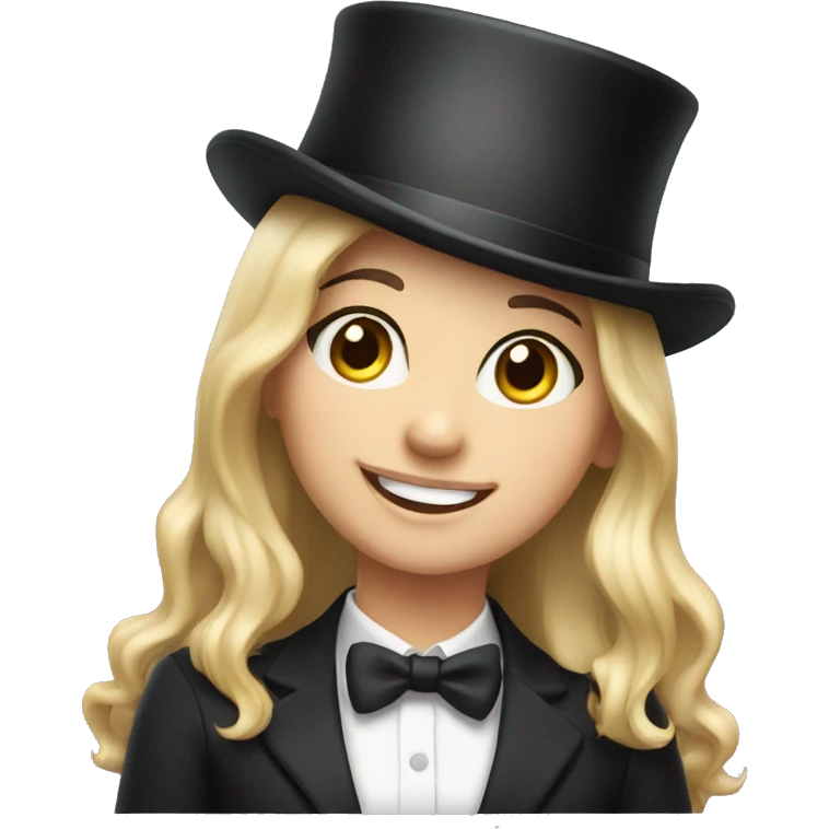 happy white girl in top hat emoji