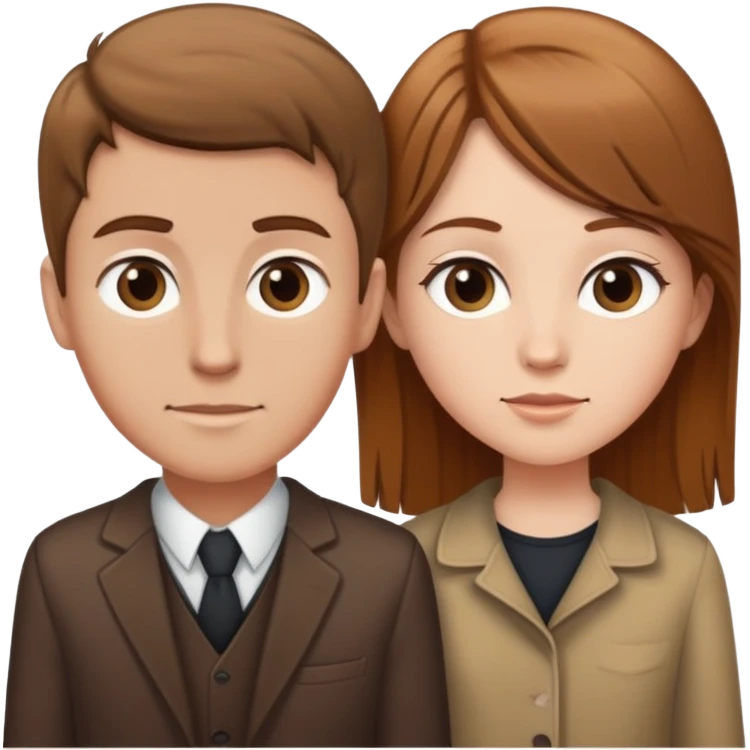 Short white girl with light brown hair next to tall boy with brown hair emoji