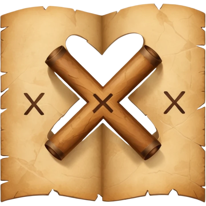 aged parchment map with X mark emoji