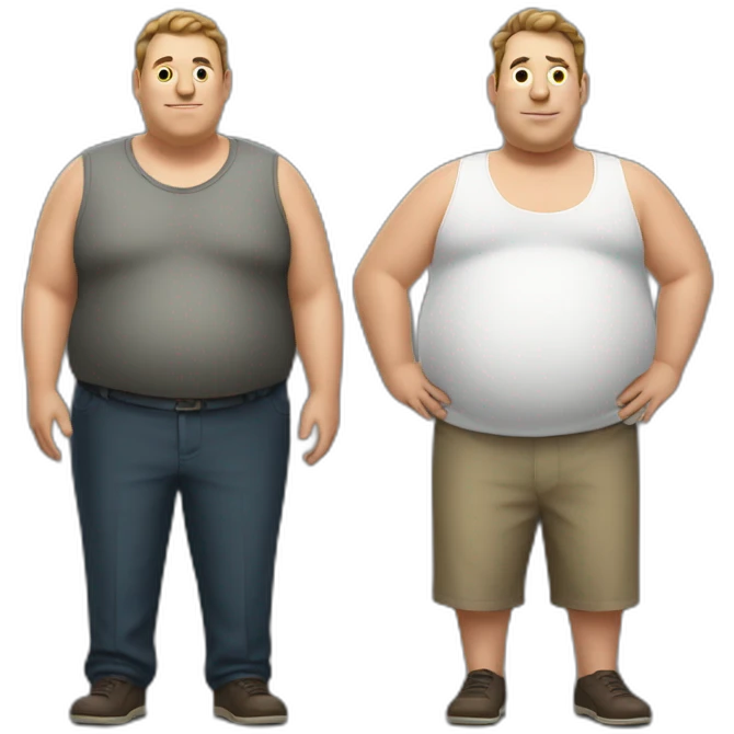a fat man and a very thin man in full growth emoji