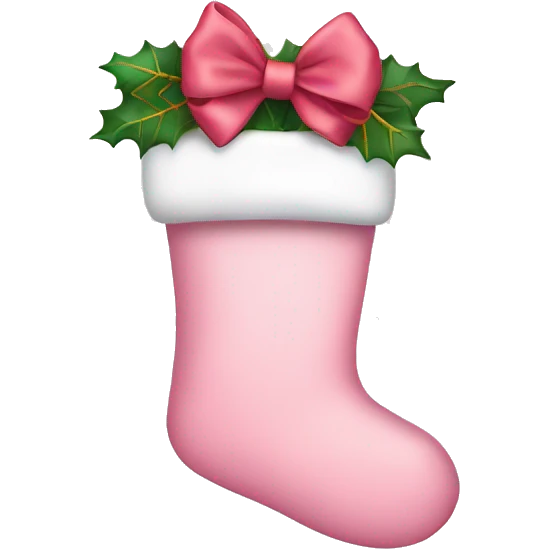  light pink Christmas stocking with bow emoji
