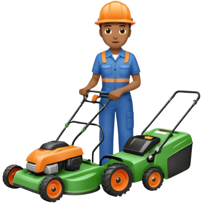 Maintenance worker
with lawnmower, full body emoji