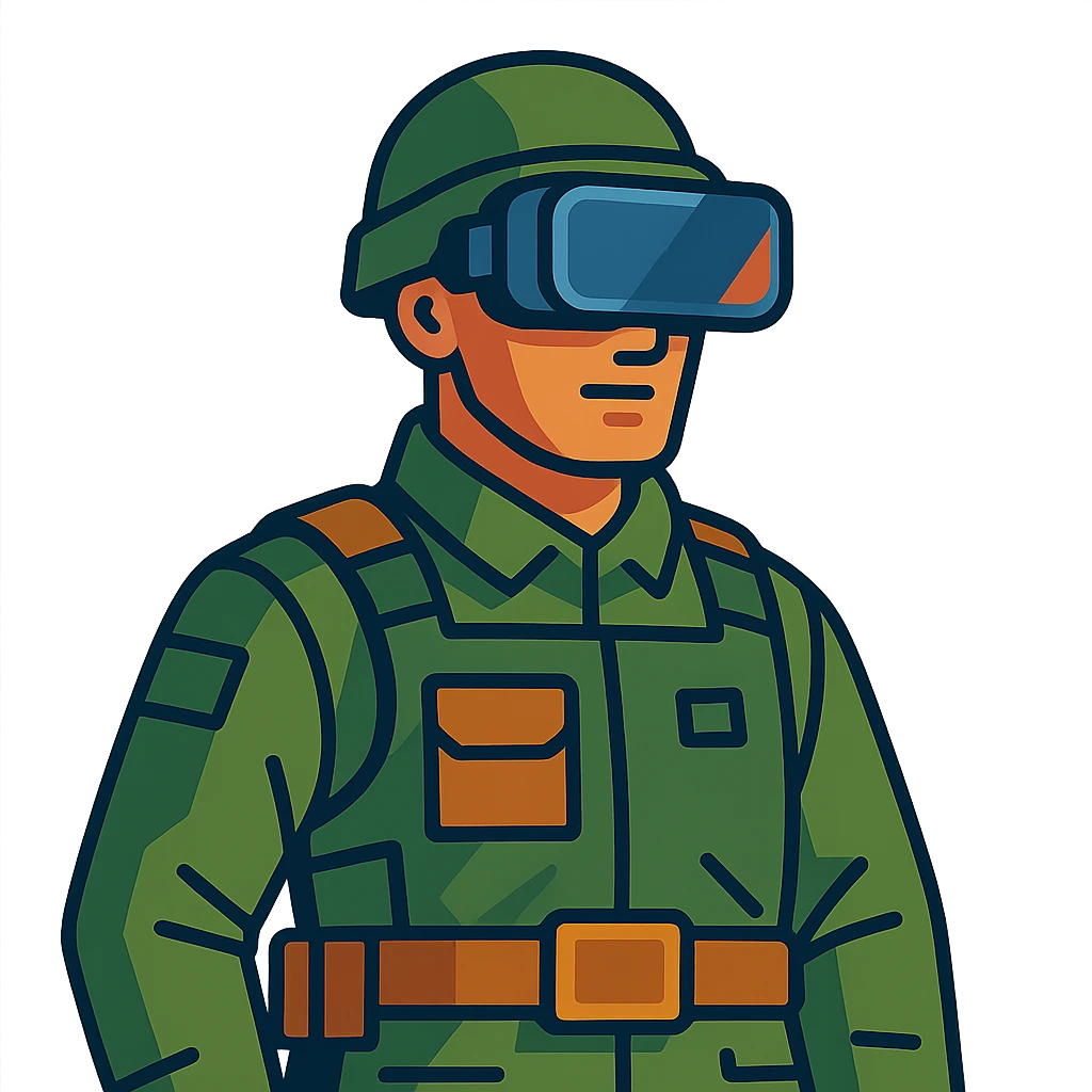 A military man in VR helmet emoji