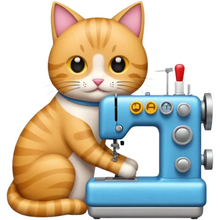 gato cosiendo en una maquina de coser emoji