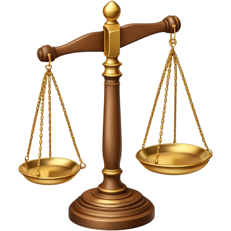 Scales of justice balanced with gavel emoji