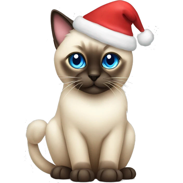 cute and fluffy siamese cat with christmas light emoji
