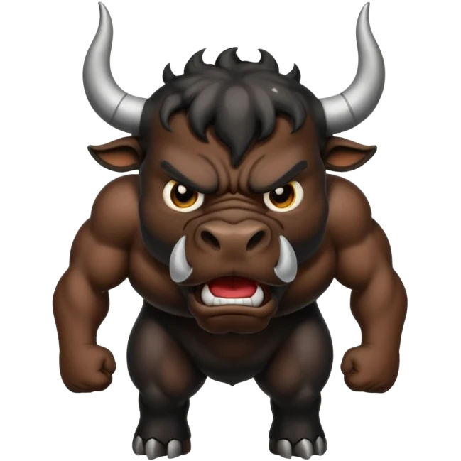 Emoji of an angry black powerful bull with steam coming out of its nose emoji