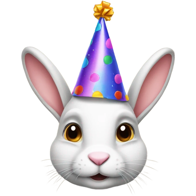 Rabbit wearing party hat emoji