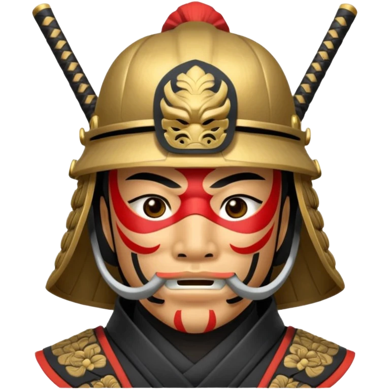Samurai with helmet and a detailed mask covering their mouth emoji