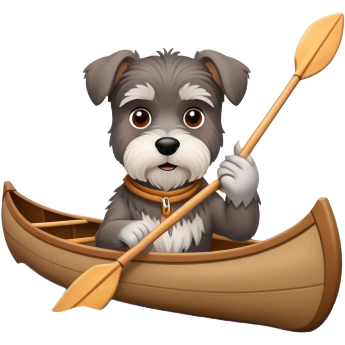 Schnauzer in canoe without paddles  emoji