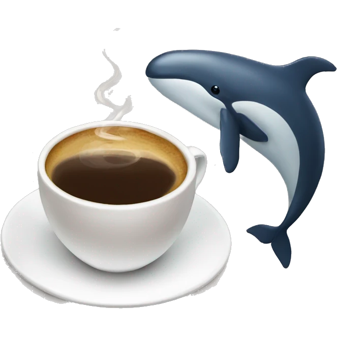 A whale with coffee emoji