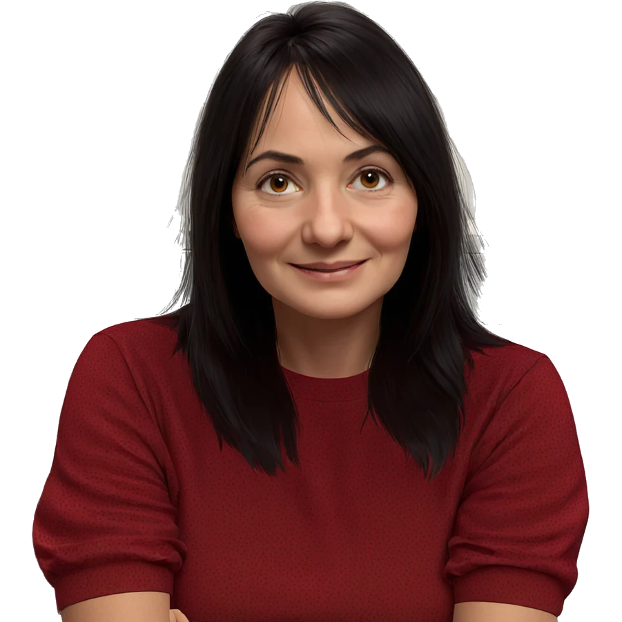 smiling girl in red shirt emoji