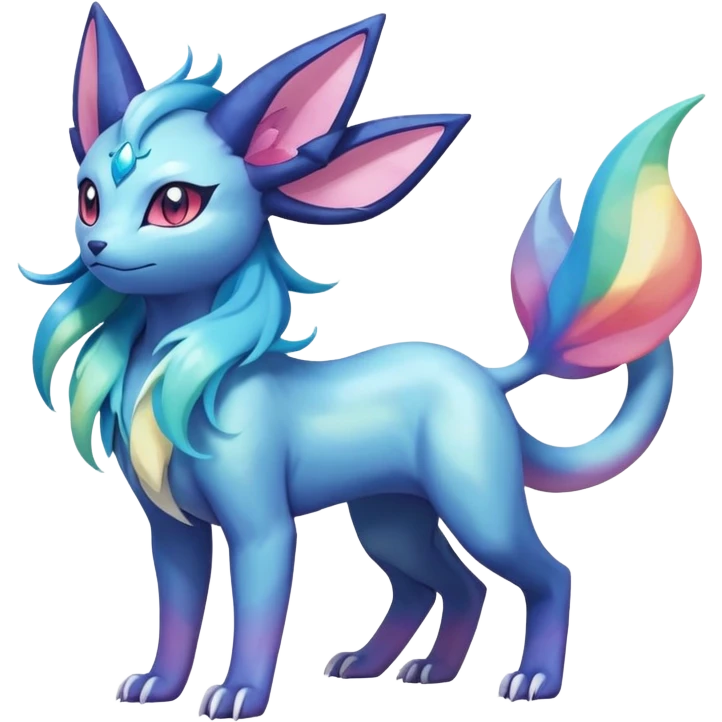 Rainbow crystalic Shiny pastel Nebulae Salandit-Glaceon-Sylveon-Espeon-Vaporeon-Noibat-Fakémon-hybrid-creature (full body)  emoji