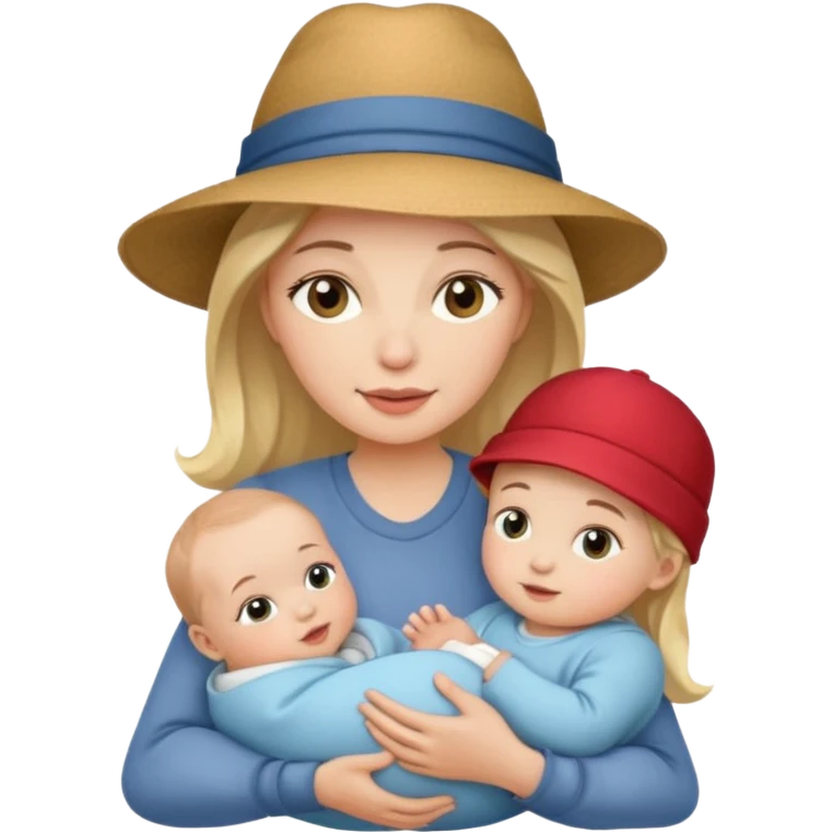 Mother with Hats with her baby emoji