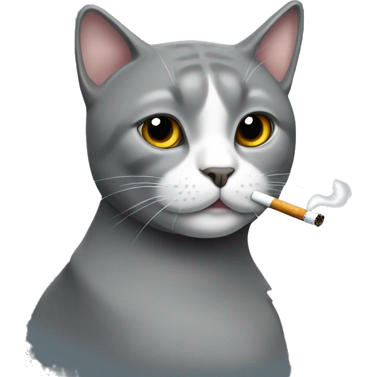 grey cat with white nose smoking a cig  emoji