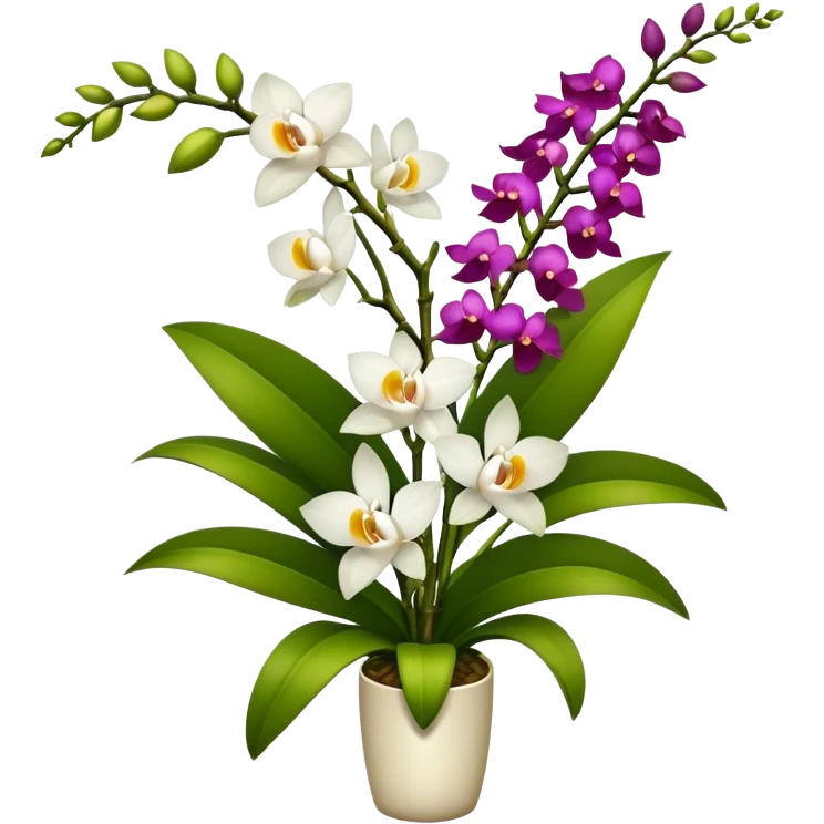 big bouquet Dendrobium Orchid, stem, leaf, more flower emoji