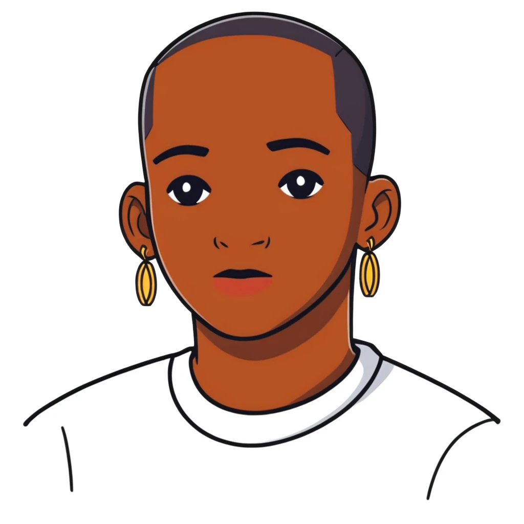 dark-skinned male portrait with earrings emoji