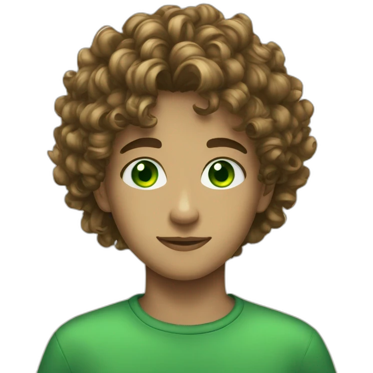 13 years old Boy Green eyes curly hair emoji