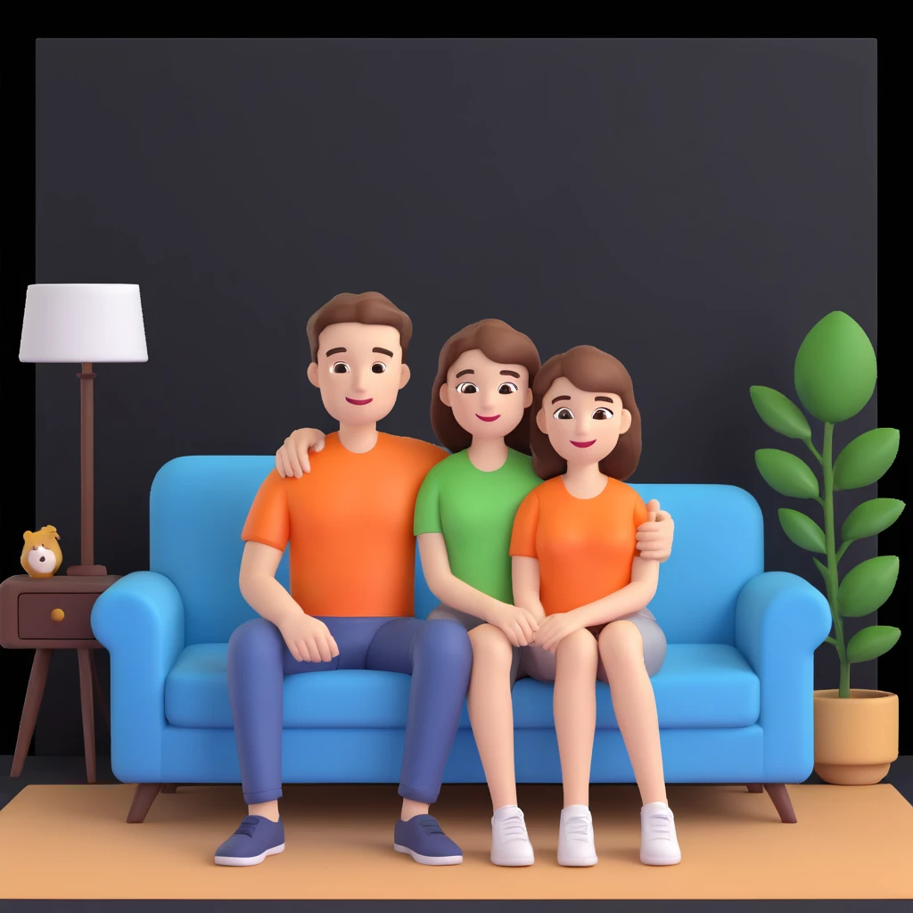  couple posing, close up pose, living room background emoji