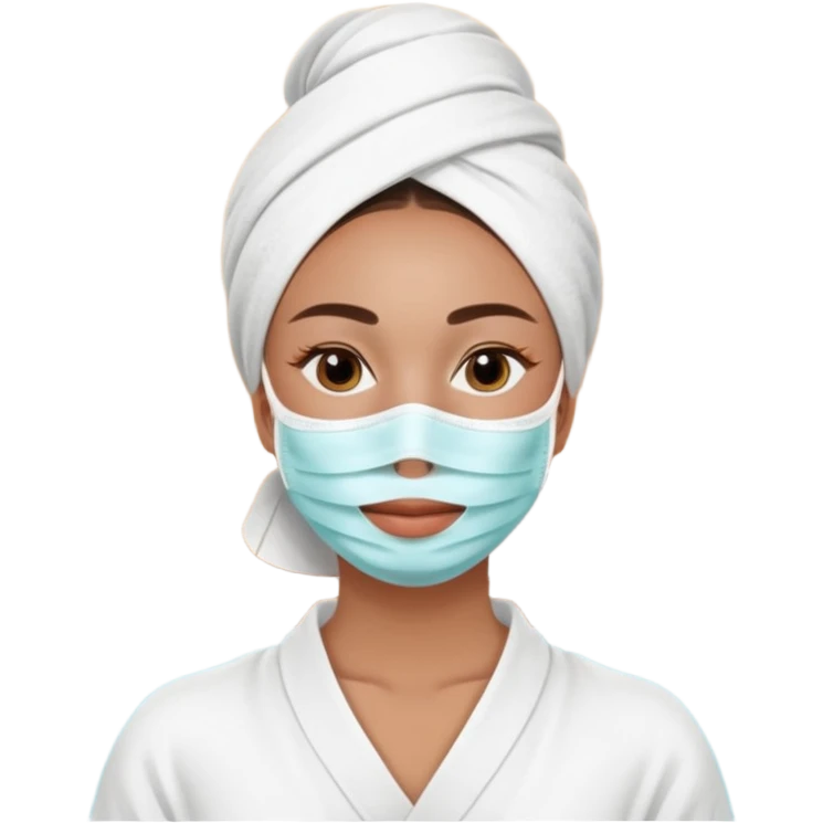 Lady with face mask spa beauty full face relaxing emoji