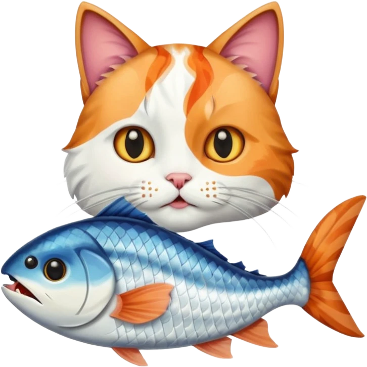 Cat eating fish emoji