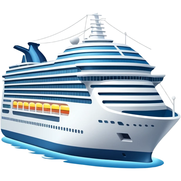 Illustrate a passenger cruise ship with multiple decks & glowing lights. emoji