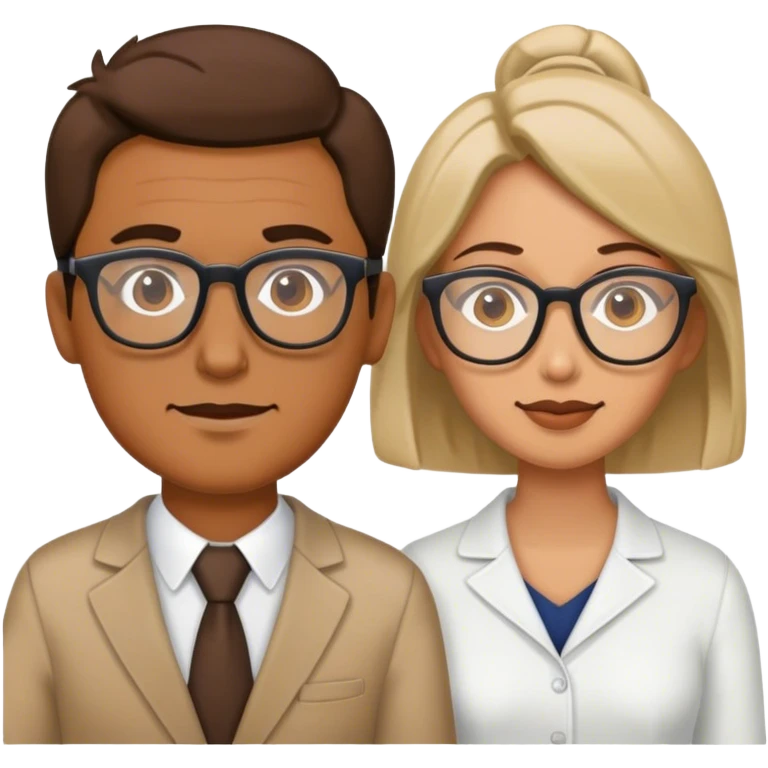 Two men and one women with glasses emoji