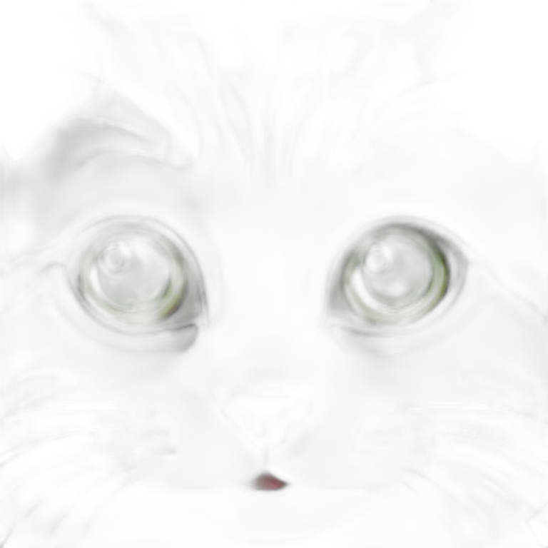 Grey cat with white mouth rose nose and green eyes emoji