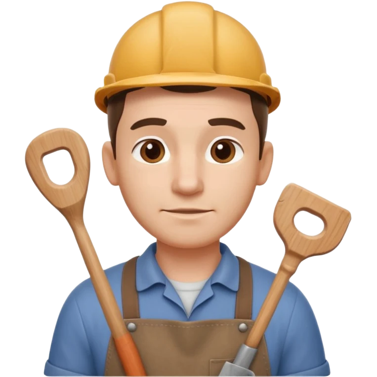 carpenter portrait, head and shoulders only, wearing work apron, wooden tools visible, focused friendly expression, workshop vibe, 3D cartoon, mobile game icon style, clean background, no text, no watermark
 emoji