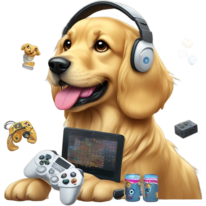 Gaming golden retriever￼￼ emoji