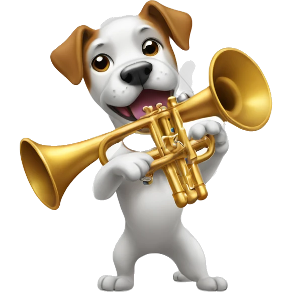 Dog playing trumpet emoji