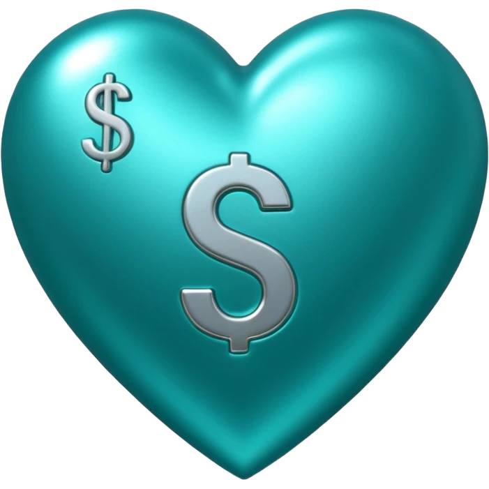Teal heart with several dollar signs emoji