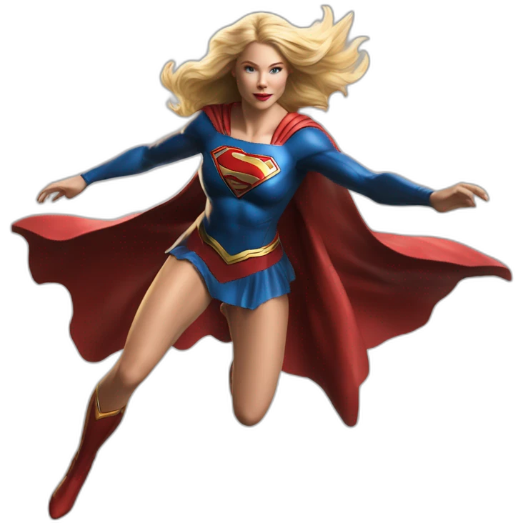 Sexy blonde Supergirl levitation on air from the flash movie 2023 realistic emoji