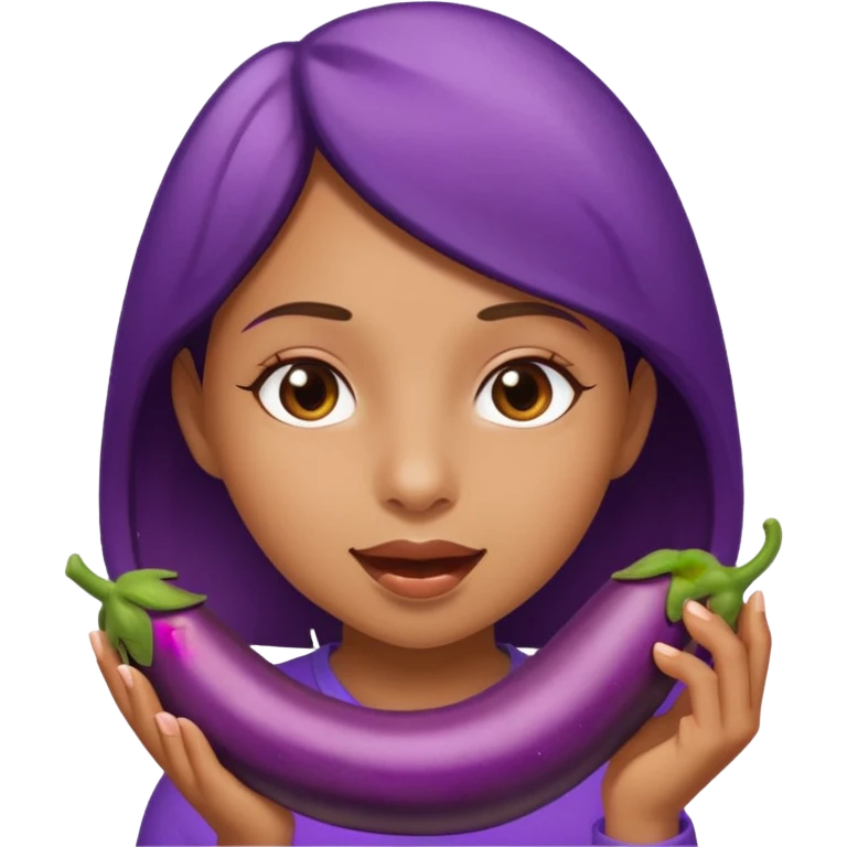 Girl eating eggplant  emoji