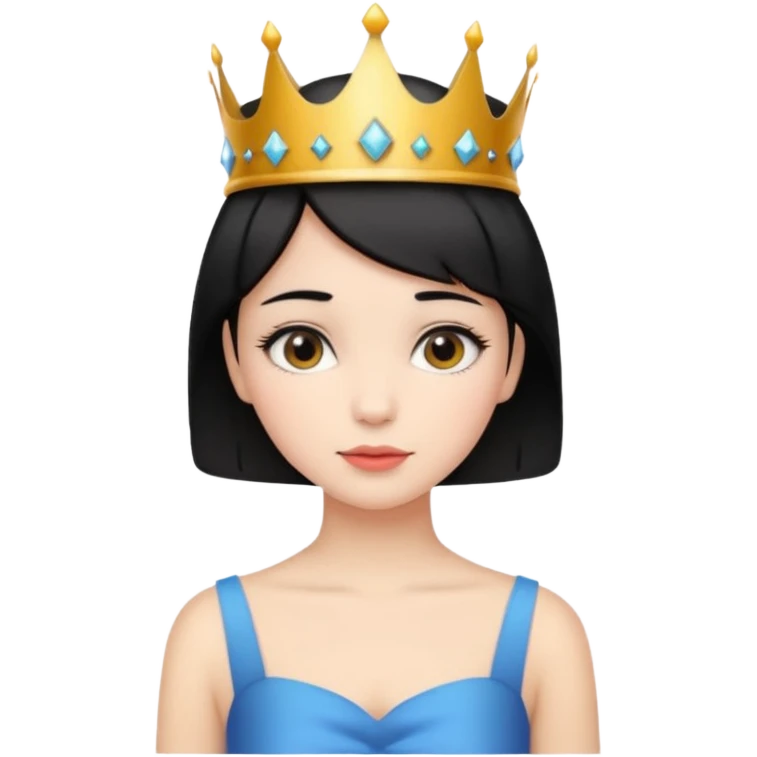 Chica linda pelo corto negro con una corona  emoji