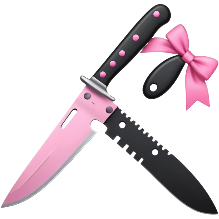 black knife with little pink bows around it emoji