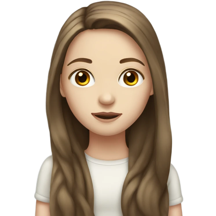 Pale girl with long brown hair hazel eyes emoji