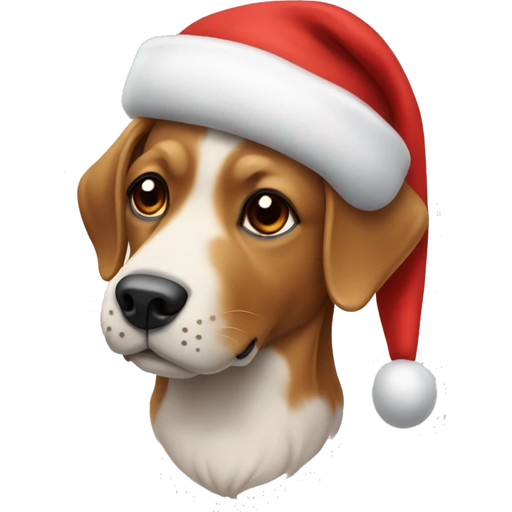 Een hond met een kerstmuts op emoji