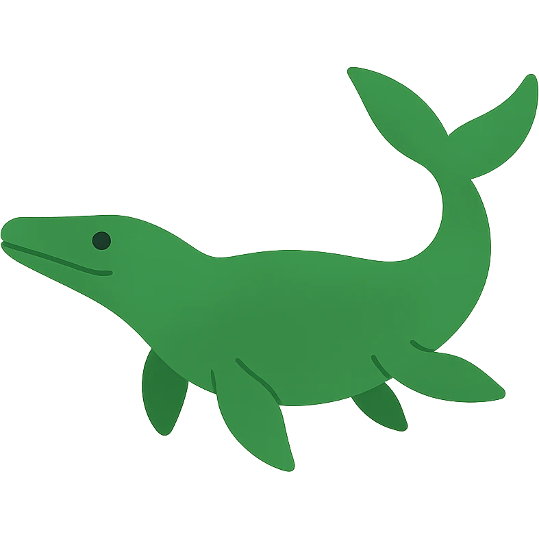 green Mosasaurus, outlined icon with color fill, simple and bold emoji